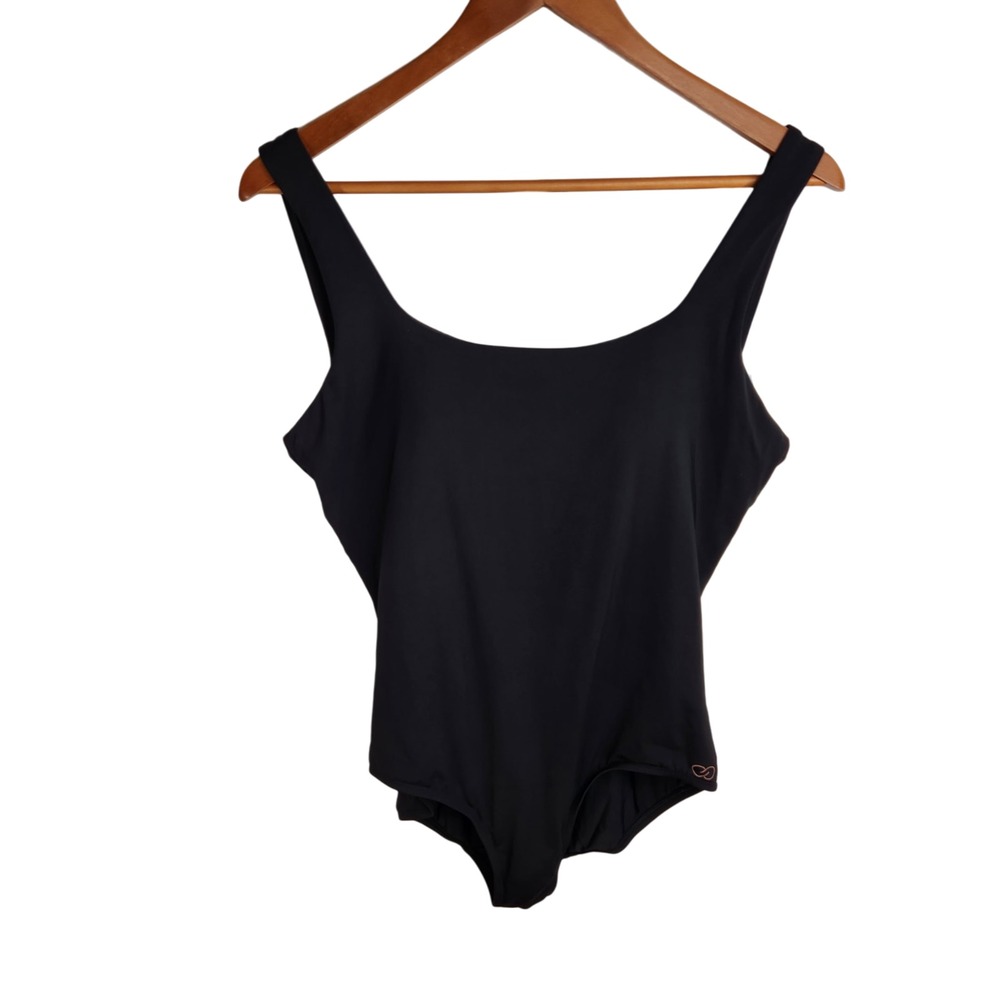Calia Women's Strappy Crossback One Piece Swimsuit Size 12 Black Classic